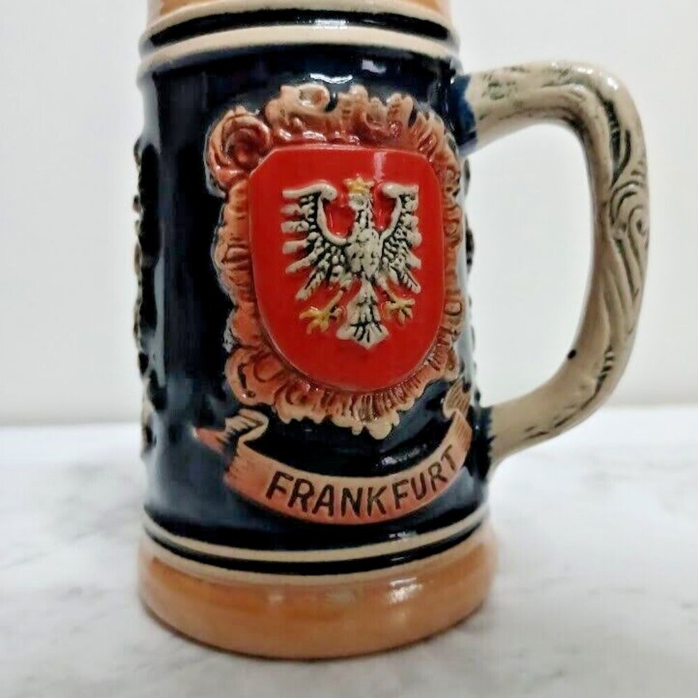 Vintage Glazed Beer Stein 5" Tall Made in West Germany‎ RARE Missing Lid